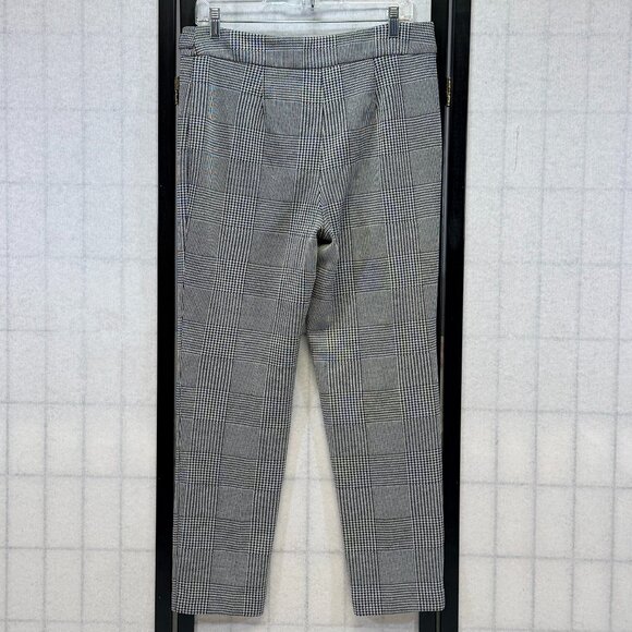 Calvin Klein Slim Stretch Knit Houndstooth Plaid Dress Pants 10 Black White - Picture 2 of 12